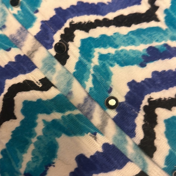 Blue Patterned Button Up Cardigan - Picture 8 of 14